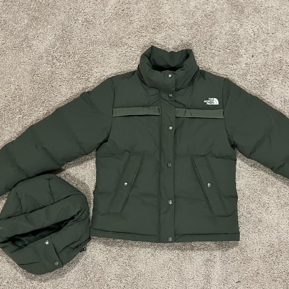 Womens The North Face Forester Crop Jacket 550-Down Winter Jacket Thyme XS